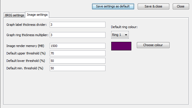 Second BRIG options window