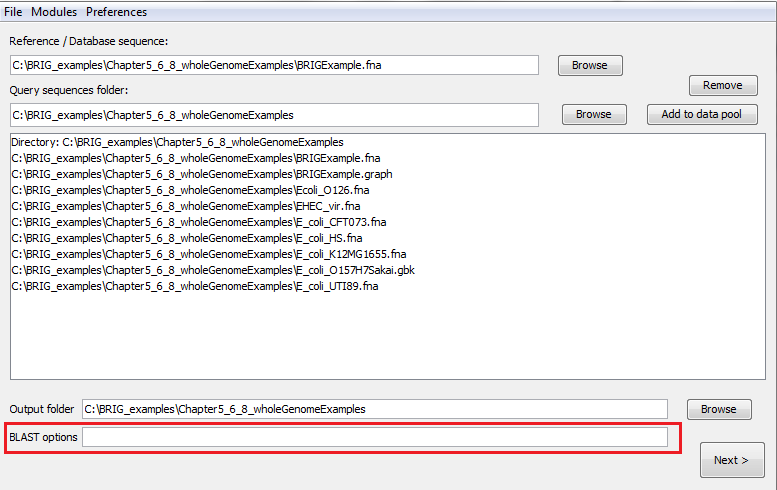 Set custom BLAST options